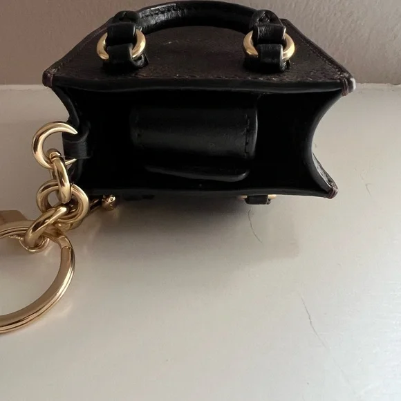 Coach Dark Brown Mini Bag Charm/key chain/iPod case with Gold Accents - Picture 4 of 4